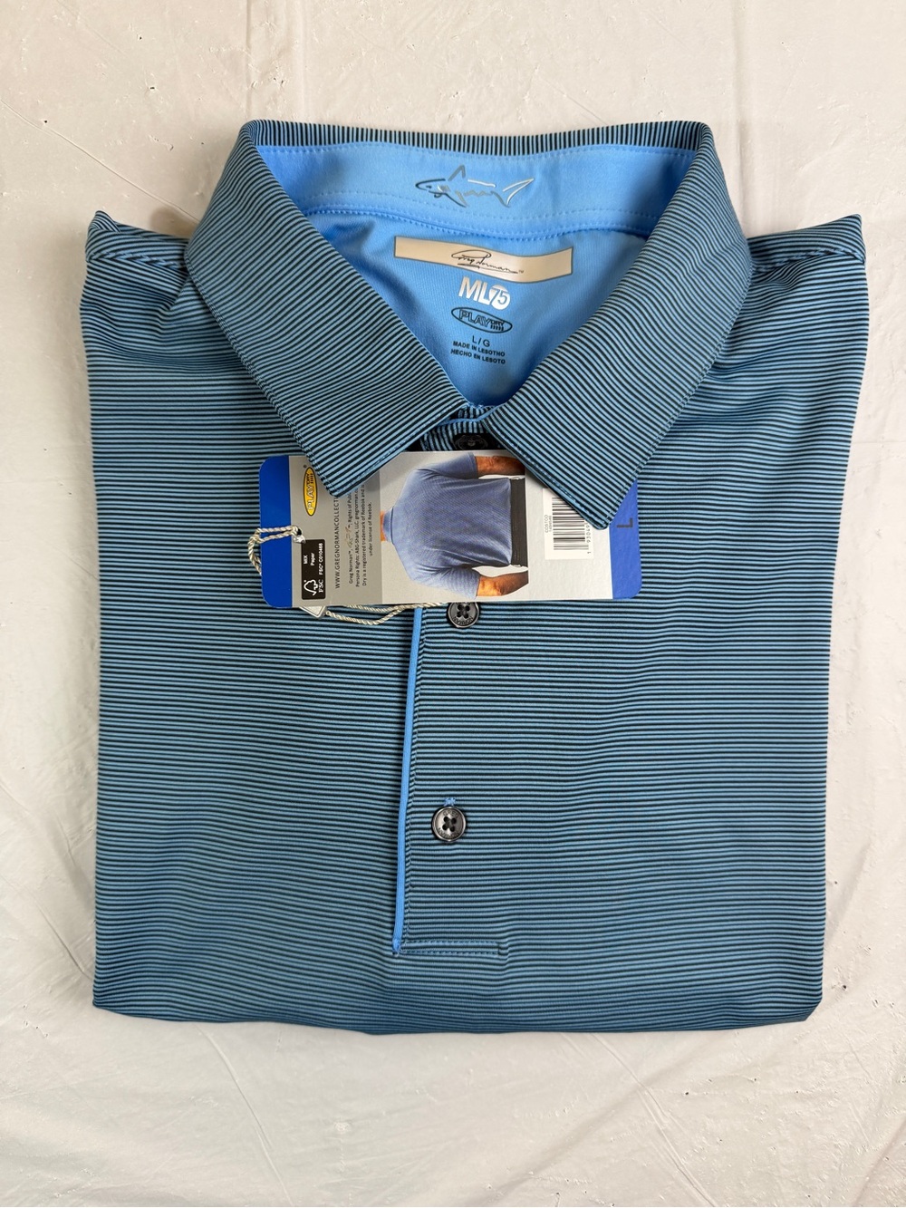 Greg Norman Collection Blue Micro-Stripe Polo